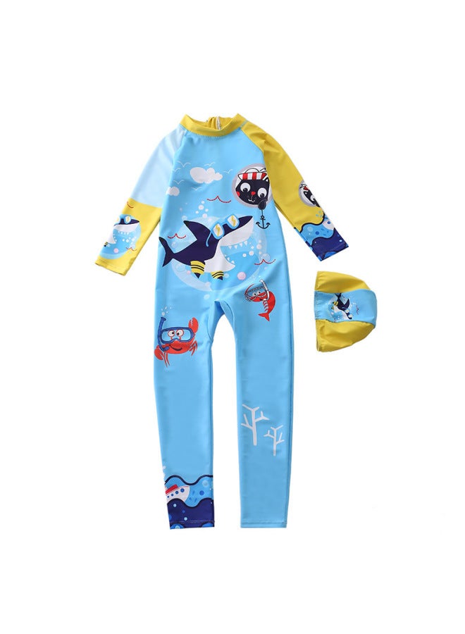 Children's Swimsuit One-piece Boys And Girls Long Sleeve Long Pants Beach Sun Protection Swimsuit Cartoon Big Kids Surfing Swimwear