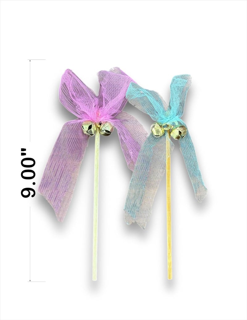 Smaran Wedding Bell Rattles for Pheras and Varmala Welcome Bells Wedding Fairy Twirling Ribbon Sticks Wands with Bell Multicolor Set of 10 - Image 4