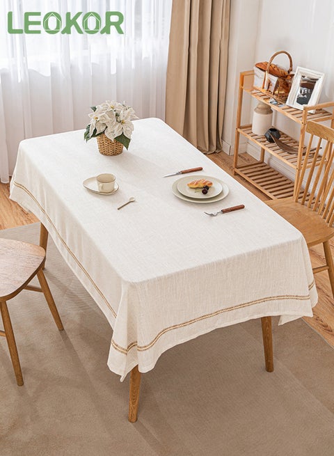 Rectangle Cotton Linen Tablecloths Dust-Proof Shrink-Proof  Table Cloth 140*200CM