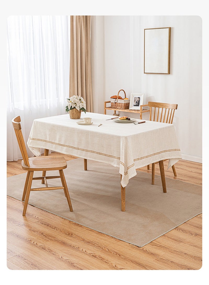 LEOKOR Rectangle Cotton Linen Tablecloths Dust-Proof Shrink-Proof  Table Cloth 140*200CM - Image 2