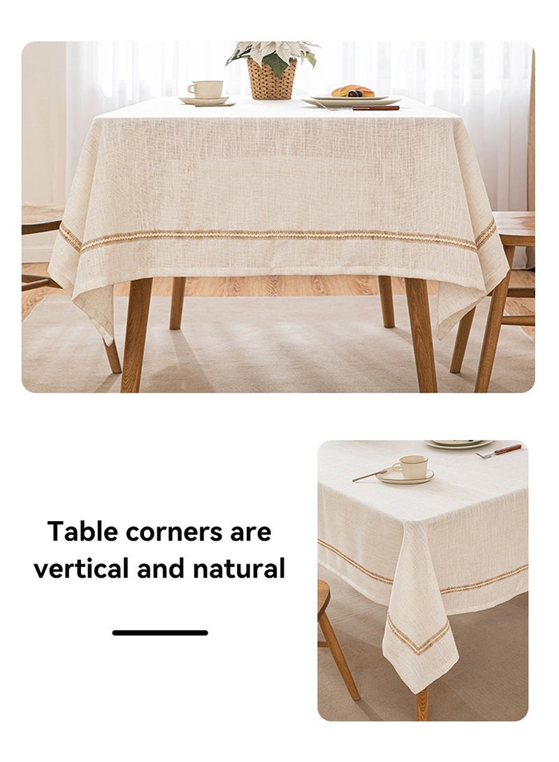 LEOKOR Rectangle Cotton Linen Tablecloths Dust-Proof Shrink-Proof  Table Cloth 140*200CM - Image 5