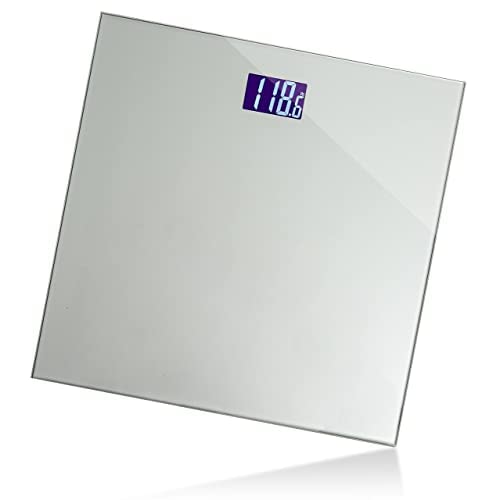Moss & Stone Silver Digital Bathroom Scale for Body Weight, Smart Step-On Technology, Backlit LCD Display, High Accuracy Weight Scale 400lb/180kg, Glass Slim Design, Auto On/Off, Home Use - Image 1