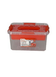 Tactix Long Lasting Storage Box with Lift-Out Tray Clear and Red 15.5 x 30.5 x 20.4 cm 320262  - Image 1