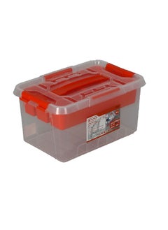 Tactix Long Lasting Storage Box with Lift-Out Tray Clear and Red 15.5 x 30.5 x 20.4 cm 320262  - Image 4