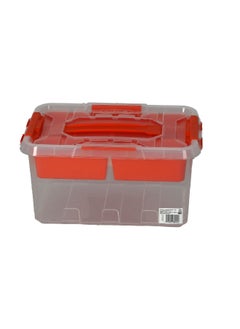 Tactix Long Lasting Storage Box with Lift-Out Tray Clear and Red 15.5 x 30.5 x 20.4 cm 320262  - Image 3