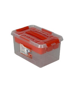 Tactix Long Lasting Storage Box with Lift-Out Tray Clear and Red 15.5 x 30.5 x 20.4 cm 320262  - Image 2