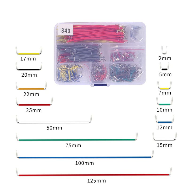 AEDIKO 840pcs Jumper Wire Kit 14 Values Breadboard Jumper Wires Kit 2-125mm Solderless Flexible Breadboard Connecting Line Cables - Image 4