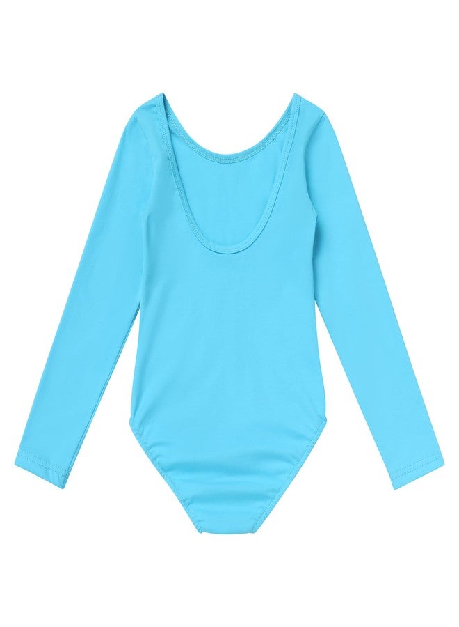 ODASDO 80s Workout Outfit For Girls Kids Retro 1980s Party Fitness Long Sleeve Leotard Gym Yoga Pants Leggings Rainbow Leg Warmers Headband Set Sportwear Blue 7-8 Years - Image 3