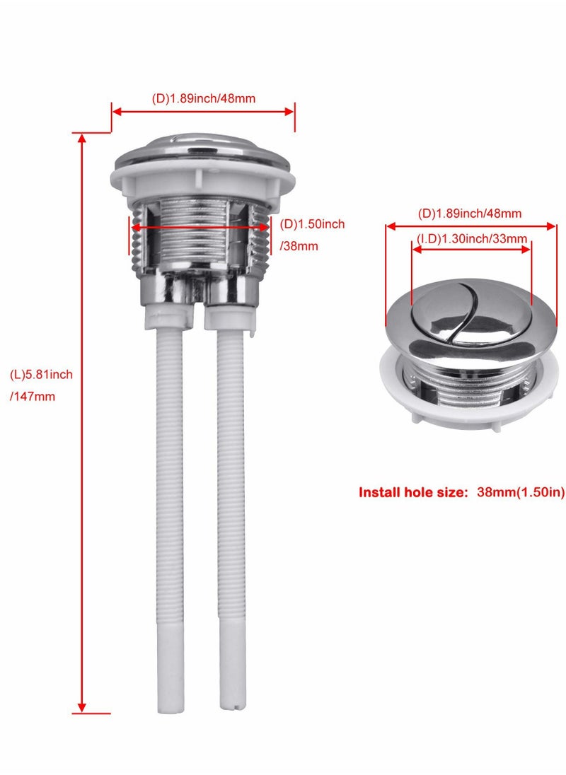 Y&D Dual Push Toilet Flush Button, Plastic Adjustable Top Water Tank Buttons Rods Button with 38mm Hole in the Cistern Lid, Thread for Replacement Accessories  - Image 4