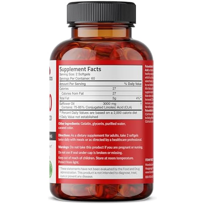 Futurebiotics CLA 3000 Extra High Potency - Non-Stimulating Conjugated Linoleic Acid, Non GMO, 120 Softgels - Image 2