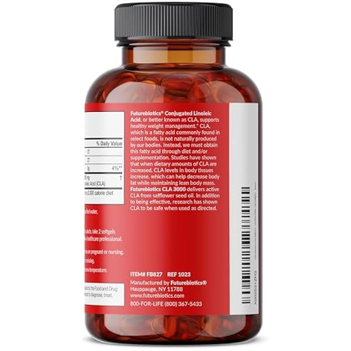 Futurebiotics CLA 3000 Extra High Potency - Non-Stimulating Conjugated Linoleic Acid, Non GMO, 120 Softgels - Image 5