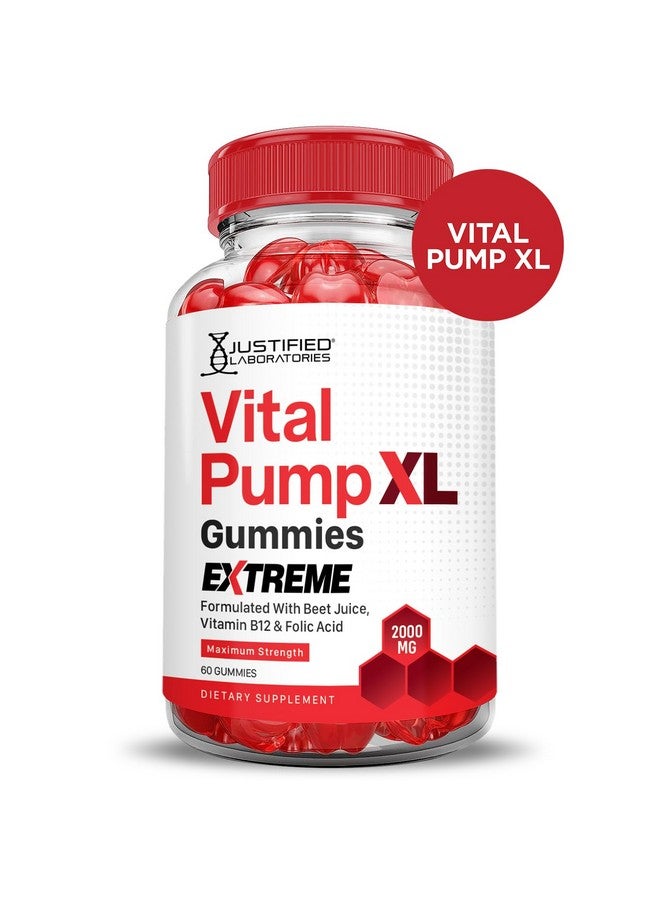 Justified Laboratories Vital Pump XL Extreme 2000MG Performance Gummies Vital PumpXL Advanced Formula Formulated with Beet Juice ACV Pomegranate Powder B12 Vegan Non GMO 60 Gummys - Image 3