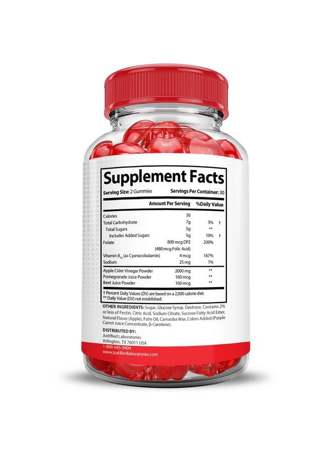 Justified Laboratories Vital Pump XL Extreme 2000MG Performance Gummies Vital PumpXL Advanced Formula Formulated with Beet Juice ACV Pomegranate Powder B12 Vegan Non GMO 60 Gummys - Image 5
