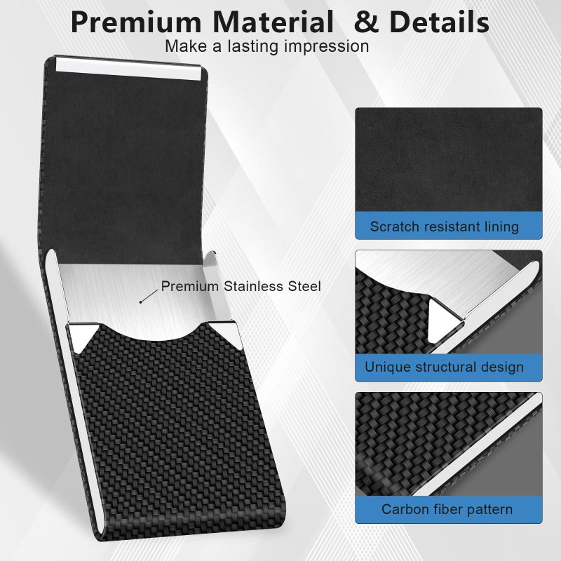 GOWALL Black Carbon Business Card Holder with Magnetic Closure, Slim Metal PU Business Card Case for Men Women, 3.7 x 2.3 inches RFID Blocking Credit Cards Holder for Pocket or Bag Storage - Image 4