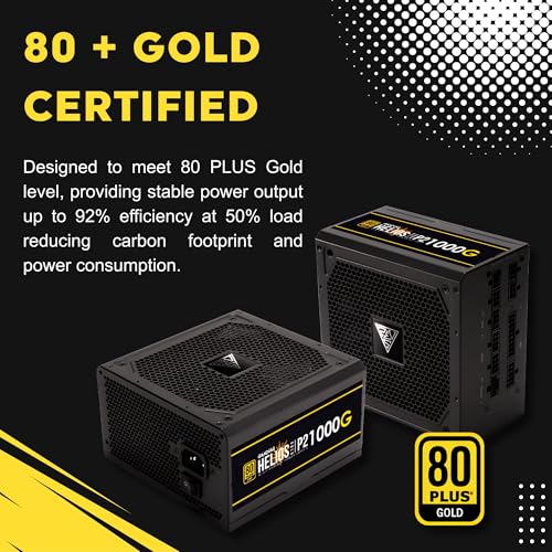 GAMDIAS Helios P2-1000 80+ Gold GEN 5 PSU | Fully Modular Low-Noise ATX Power Supply – ATX 3.1 Compliant – PCIe 5.1 Support | Native 12V-2x6 Connector – Black - Image 3