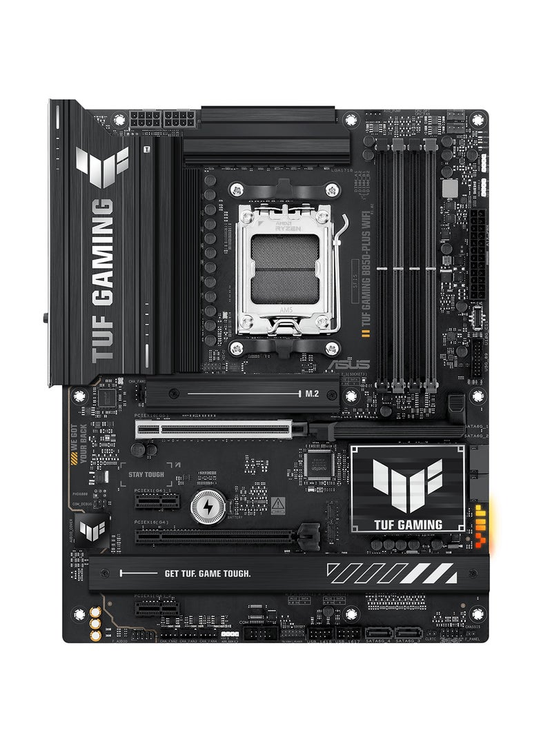 أسوس لوحة أم TUF GAMING B850-PLUS Wi-Fi ATX، مقبس AMD AM5، DDR5 (حتى 256GB)، PCIe 5.0، 3 x فتحات M.2، إيثرنت Realtek 2.5Gb، Wi-Fi 7، بلوتوث 5.4، 14+2+1 مراحل الطاقة، USB 20Gbps نوع-C، HDMI 2.1، DisplayPort، Aura Sync، BIOS FlashBack | 90MB1J30-M0EAY0 - Image 2