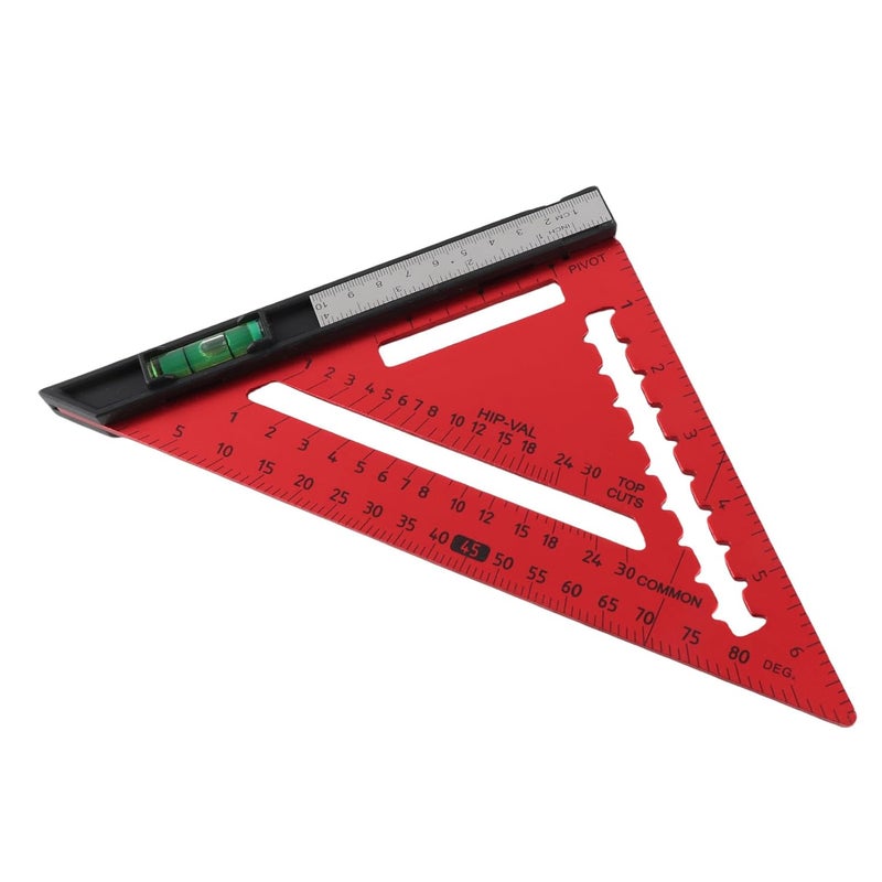 مربع رافتر من سبائك الألومنيوم الأحمر مع مسطرة مثلثة قابلة للفصل وميزان للنجارة - Image 3