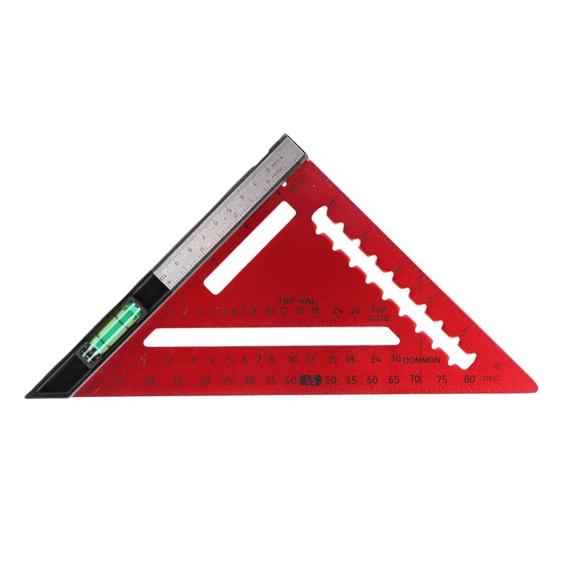 مربع رافتر من سبائك الألومنيوم الأحمر مع مسطرة مثلثة قابلة للفصل وميزان للنجارة - Image 5