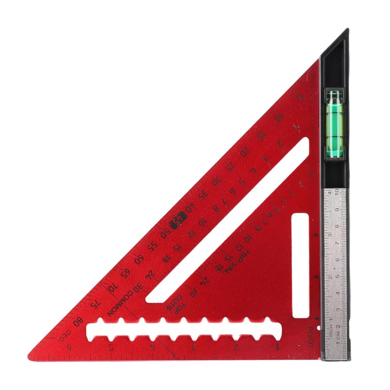 مربع رافتر من سبائك الألومنيوم الأحمر مع مسطرة مثلثة قابلة للفصل وميزان للنجارة - Image 2