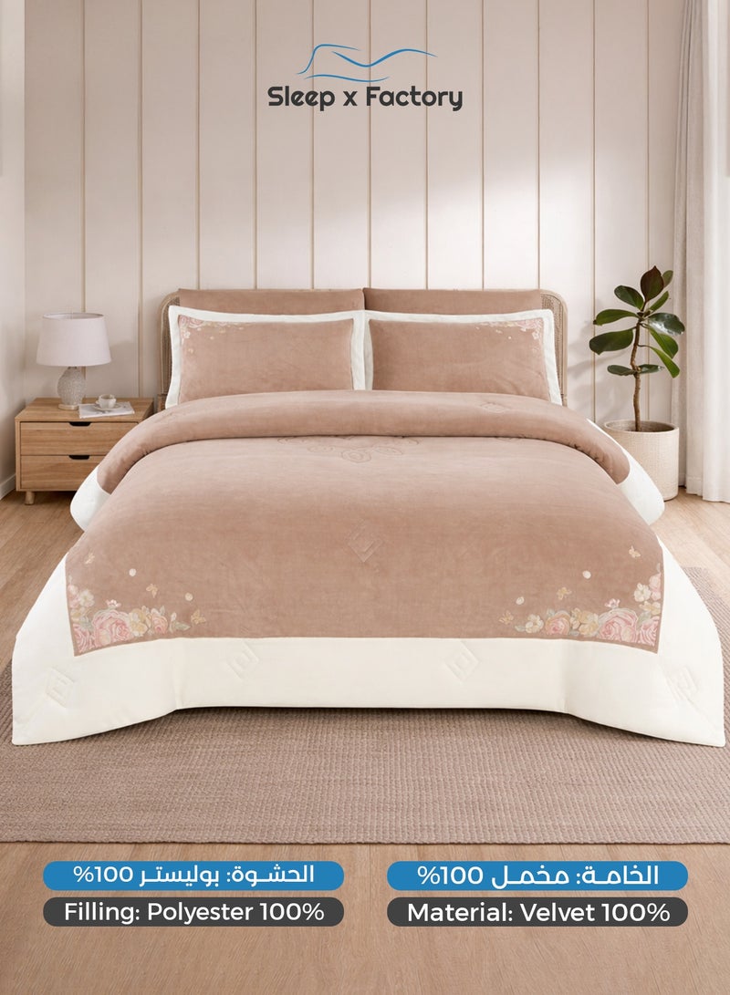 سليب × فاكتوري طقم مفرش شتوي مخمل مزخرف 6 قطع – مقاس كينج - Image 3