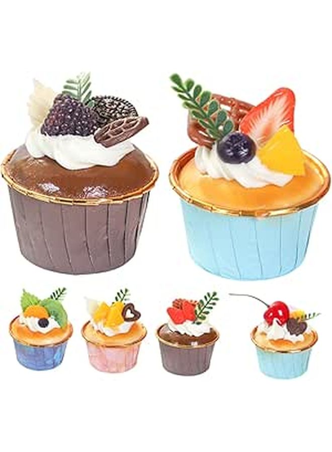 6pcs Realistic Cake Model Decorations Artificial Cupcake Dummies For Display Fondant Photography Prop - Image 1