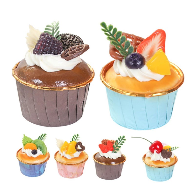6pcs Realistic Cake Model Decorations Artificial Cupcake Dummies For Display Fondant Photography Prop - Image 2