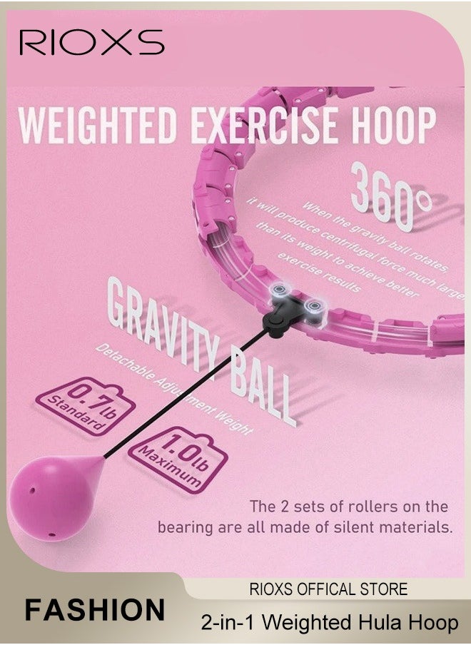 RIOXS 2 in 1 Exercise Weighted Hula Hoop Weight Loss Massage Multifunctional Hula Hoop 24 Sections Adjustable Detachable with 360°auto-spinning Ball Hula Hoops for Adults Weight Loss  - Image 4