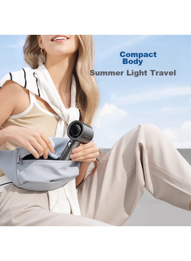 morphy richards Morphyrichards Handheld Electric Fan, Mini Portable Turbine Fan, Outdoor Camping Travel Wind Fan, 100 Speed Settings, Intelligent Variable Frequency, Long Battery Life, High-speed Mini Fan Gun, Mr3600 White - Image 5