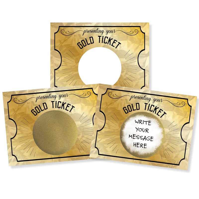 My Scratch Offs 20 Pack Gold Ticket DIY Make Your Own Golden Ticket Scratch Off Tickets Small Business Prizes Promotion Party Favor 3x4 Note Cards & Stickers - Image 1