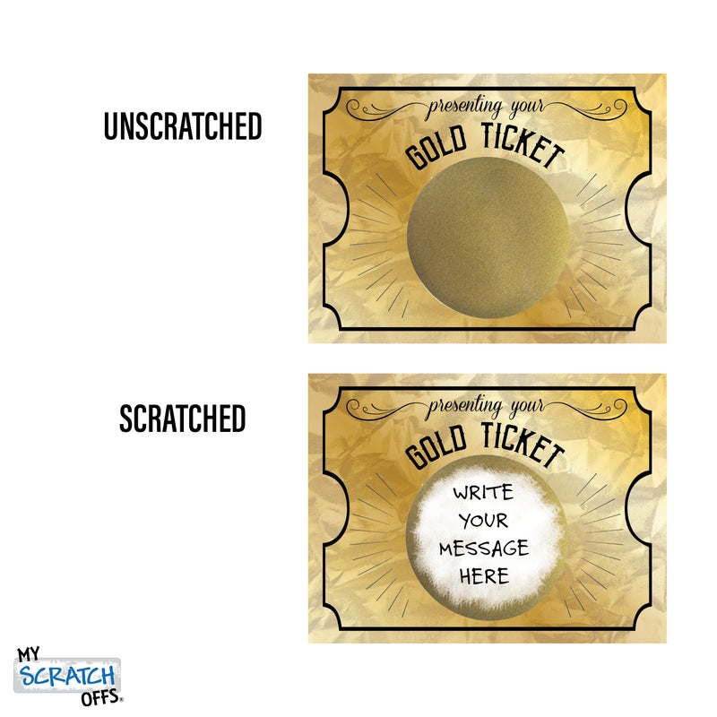 My Scratch Offs 20 Pack Gold Ticket DIY Make Your Own Golden Ticket Scratch Off Tickets Small Business Prizes Promotion Party Favor 3x4 Note Cards & Stickers - Image 4
