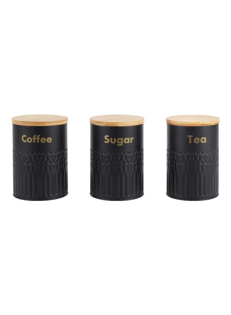 DANUBE HOME Astra 3-Piece Metal Storage Jar Set with Bamboo Lid – Stylish and Durable Kitchen Containers, Airtight Metal Jars for Pantry, Spice, Coffee Storage, Eco-Friendly Design -1200ml - Image 3