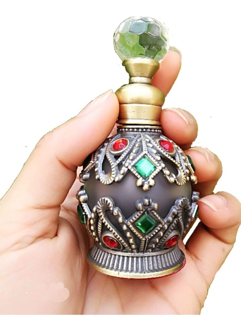 زجاجة عطر من الزجاج العتيق سعة 15 مل، زجاجة عطر عتيقة قابلة لإعادة الملء من الكريستال والأحجار الكريمة لتزيين المنزل والزفاف، زجاجة عطر كريستالية - Image 3