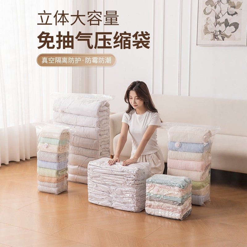 WU 10pcs Compression Bag, Vacuum-Free, Clear Storage for Clothes-No pump  needed - Image 2
