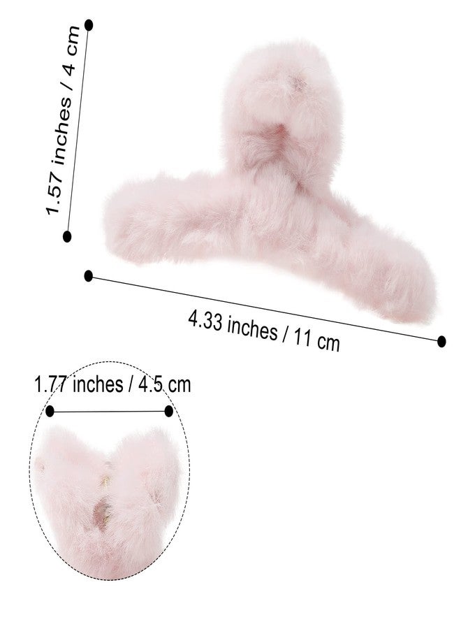 AWAYTR 5PCS Large Claw Hair Clips for Thick Hair Big Fuzzy Hair Clips for Women Nonslip Strong Hold Hair Claw Clip (Plush (Blue+Grey+Pink+Purple+Beige)) - Image 4