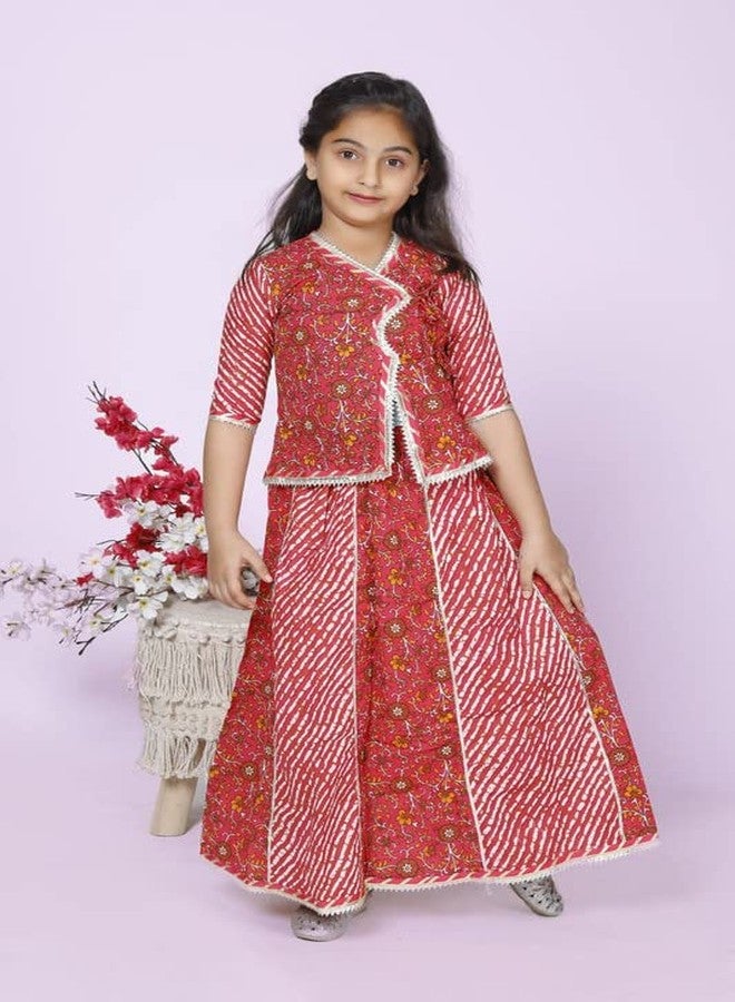 Kids villa Gujrati Garba Dance Chaniya Choli Lehenga Traditional Multicolor Dress For Girls (Red 3 Years-4 Years) - Image 4