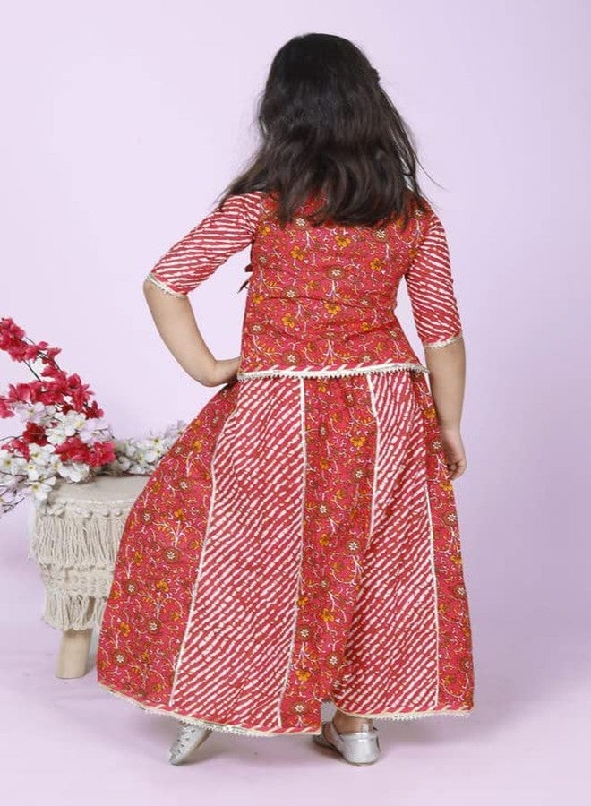 Kids villa Gujrati Garba Dance Chaniya Choli Lehenga Traditional Multicolor Dress For Girls (Red 3 Years-4 Years) - Image 5
