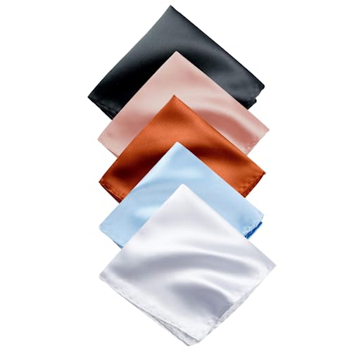 Young Arrow Satin Pocket Square for Men, Wedding Handkerchief for Suits, Blazers & Tuxedo, Men's Pocket Square Combo (Pack of 5) (Multicolor) - Image 1