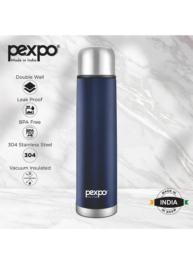 Pexpo Flamingo Pro ISI Certified Vacuum Insulated Hot & Cold Stainless Steel Flask with Jute Bag- 500ml Denim Blue |Thermoflask| Travelling|School & Trekking|Office|Men, Women & Kids | RCB Edition - Image 3
