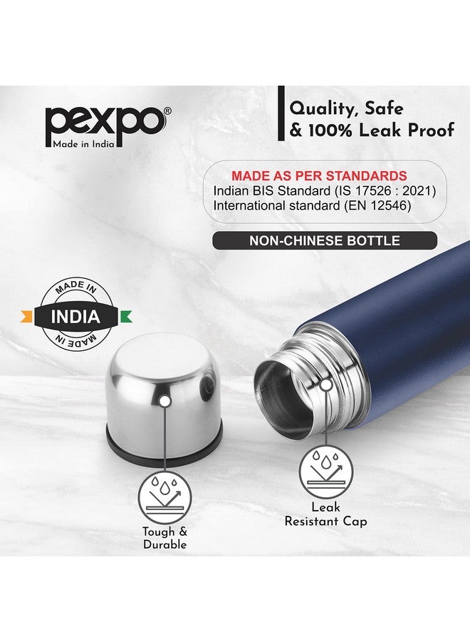 Pexpo Flamingo Pro ISI Certified Vacuum Insulated Hot & Cold Stainless Steel Flask with Jute Bag- 500ml Denim Blue |Thermoflask| Travelling|School & Trekking|Office|Men, Women & Kids | RCB Edition - Image 5