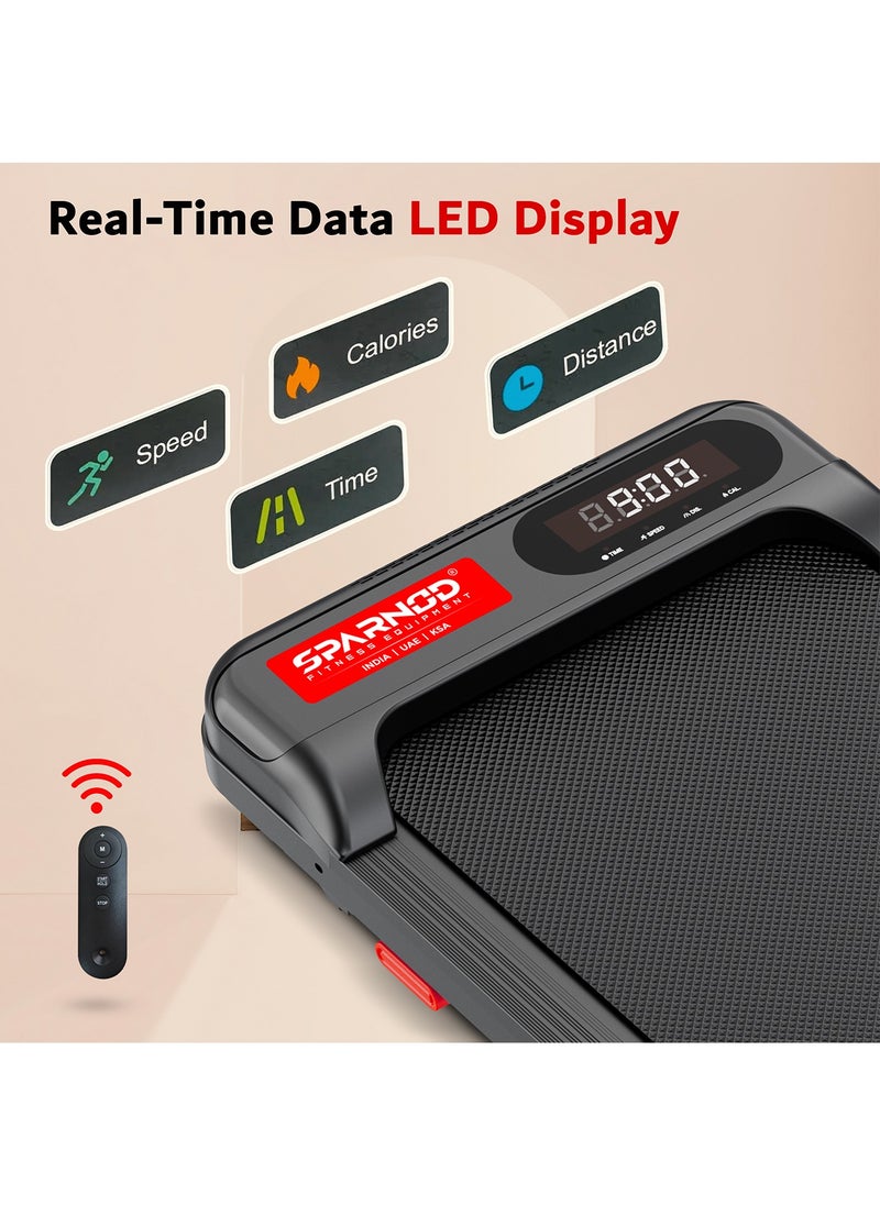Sparnod Fitness - Sparnod Fitness STH-3002 Home Use Walking Pad & Treadmill | Compact, Ultra-Slim, Ready to Use | Shock Absorption | LED Display | Manual Incline | 100 Kg Capacity - Image 1