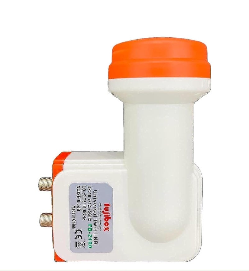 UHD 4K Twin Universal LNB High Power Quality Two Output Noise .3DB, FB-2100 (Dual Out-LNB),White