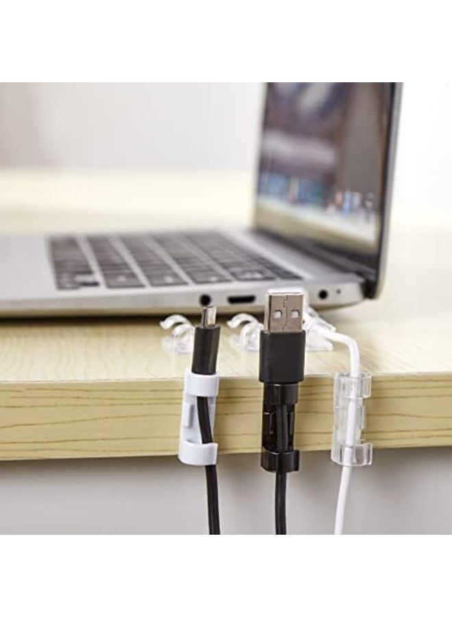20pcs Self-Adhesive Cable Clip Organizer – White, Strong Cord Holder for Home, Office & Car (18.4cm) - Image 1