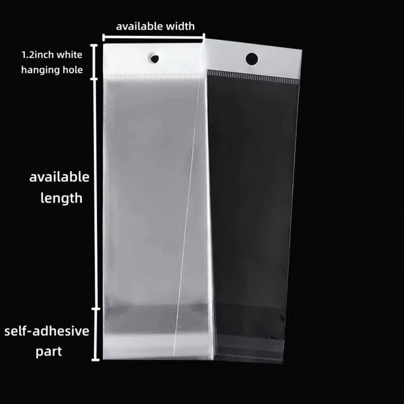 PABCK 100 Pack (Available Size 6.1x11.8 inch) Clear Self Adhesive Straight Hair Packaging Bags with Hang Hole Wigs Hair Storage Beauty Personal Care Hair Care Extensions Wigs Accessories - Image 4
