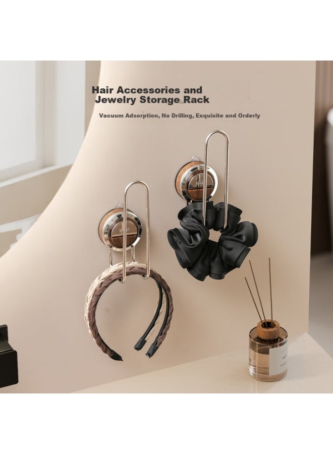 Bydoll Suction Cup Storage Rack For Hairpins, Hair Accessories, Hair Clips, Headbands, Necklaces, Hair Ties, Bracelets, Hooks For Bathroom elry Storage Vertical - Image 1