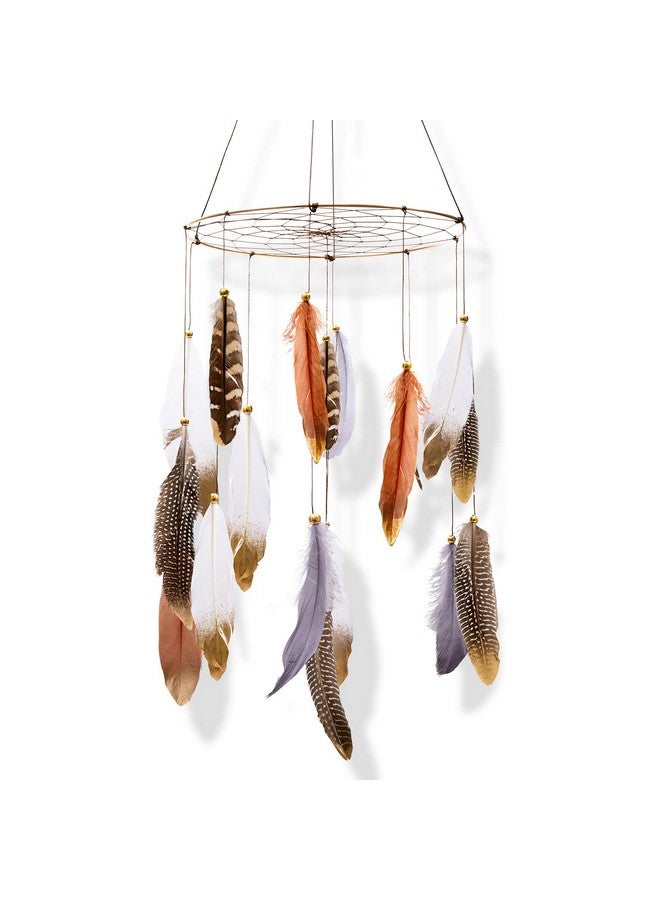 ANROYE Boho Feather Baby Mobile for Crib, Bohemian Nursery Gender Neutral Hanging Decor, Large Dream Catcher Ornament Hanger Christmas Gift for Kids Girl Boy Ceiling Children Teen Bedroom Outdoor - Image 1
