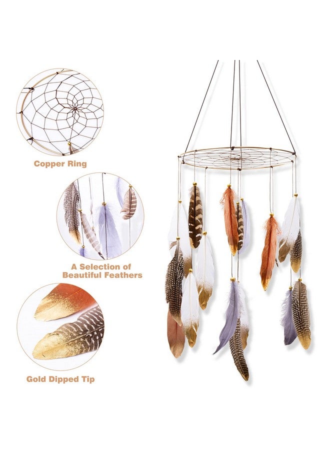 ANROYE Boho Feather Baby Mobile for Crib, Bohemian Nursery Gender Neutral Hanging Decor, Large Dream Catcher Ornament Hanger Christmas Gift for Kids Girl Boy Ceiling Children Teen Bedroom Outdoor - Image 2