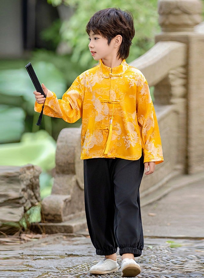 ليانغ سان تشي زي تانغ الصيني للفتيان -زي هانفو تقليدي، أزياء الربيع الصيني الجديد المعدلة/عيد الخريف للأطفال - Image 3