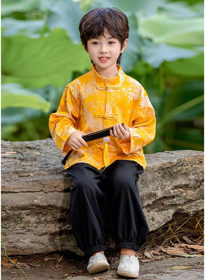 ليانغ سان تشي زي تانغ الصيني للفتيان -زي هانفو تقليدي، أزياء الربيع الصيني الجديد المعدلة/عيد الخريف للأطفال - Image 4