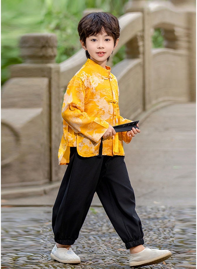 ليانغ سان تشي زي تانغ الصيني للفتيان -زي هانفو تقليدي، أزياء الربيع الصيني الجديد المعدلة/عيد الخريف للأطفال - Image 5