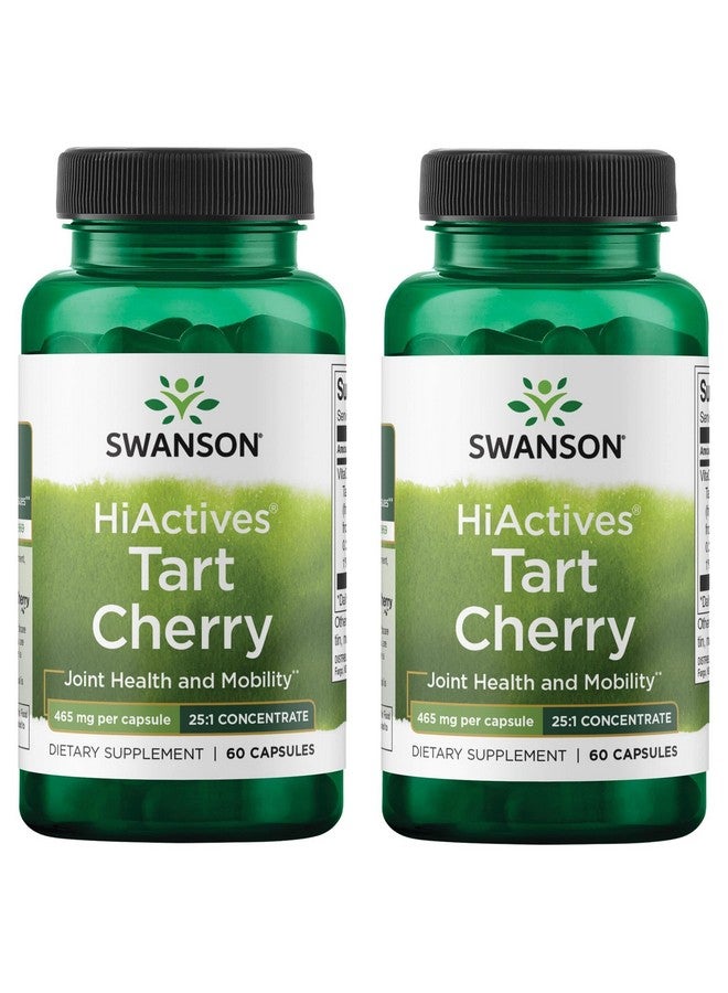Swanson HiActives Tart Cherry - Natural Supplement Supporting Joint Health, Mobility & Flexibility - Helps Strengthen Collagen Structures & Connective Tissue - (60 Capsules, 465mg Each) (2 Pack)